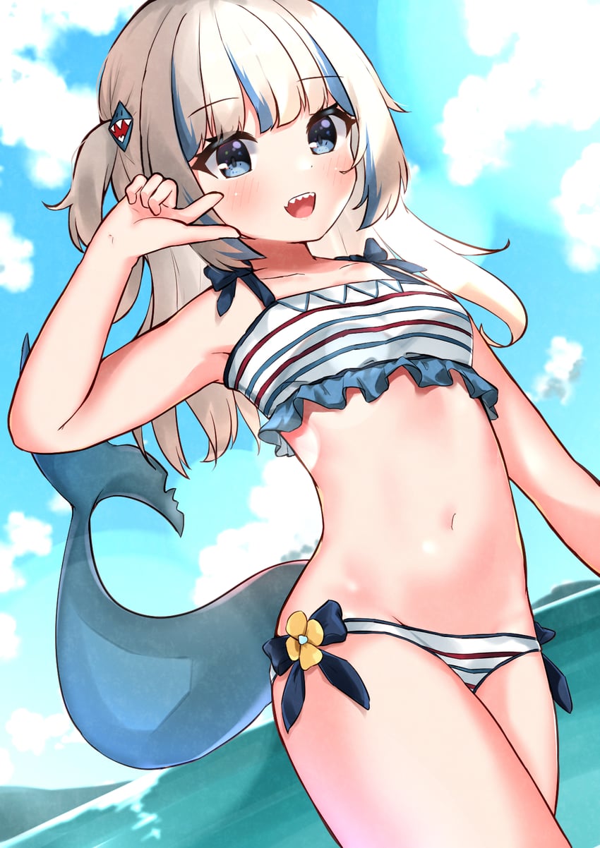 gawr gura (hololive and 1 more) drawn by myonchi