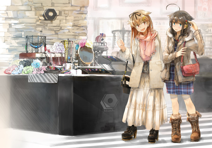 shigure, yuudachi, shigure kai ni, yuudachi kai ni, fairy, and 1 more (kantai collection) drawn by custom_(cus-tom)