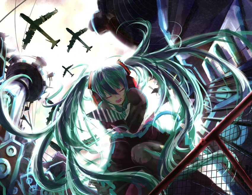 hatsune miku (vocaloid and 1 more) drawn by feirla