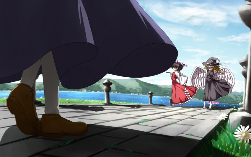 hakurei reimu, kirisame marisa, and vivit (touhou and 1 more) drawn by mille