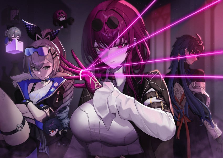 kafka, silver wolf, and blade (honkai and 1 more) drawn by sagatin