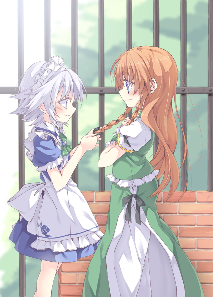 izayoi sakuya and hong meiling (touhou) drawn by ina_(inadahime)