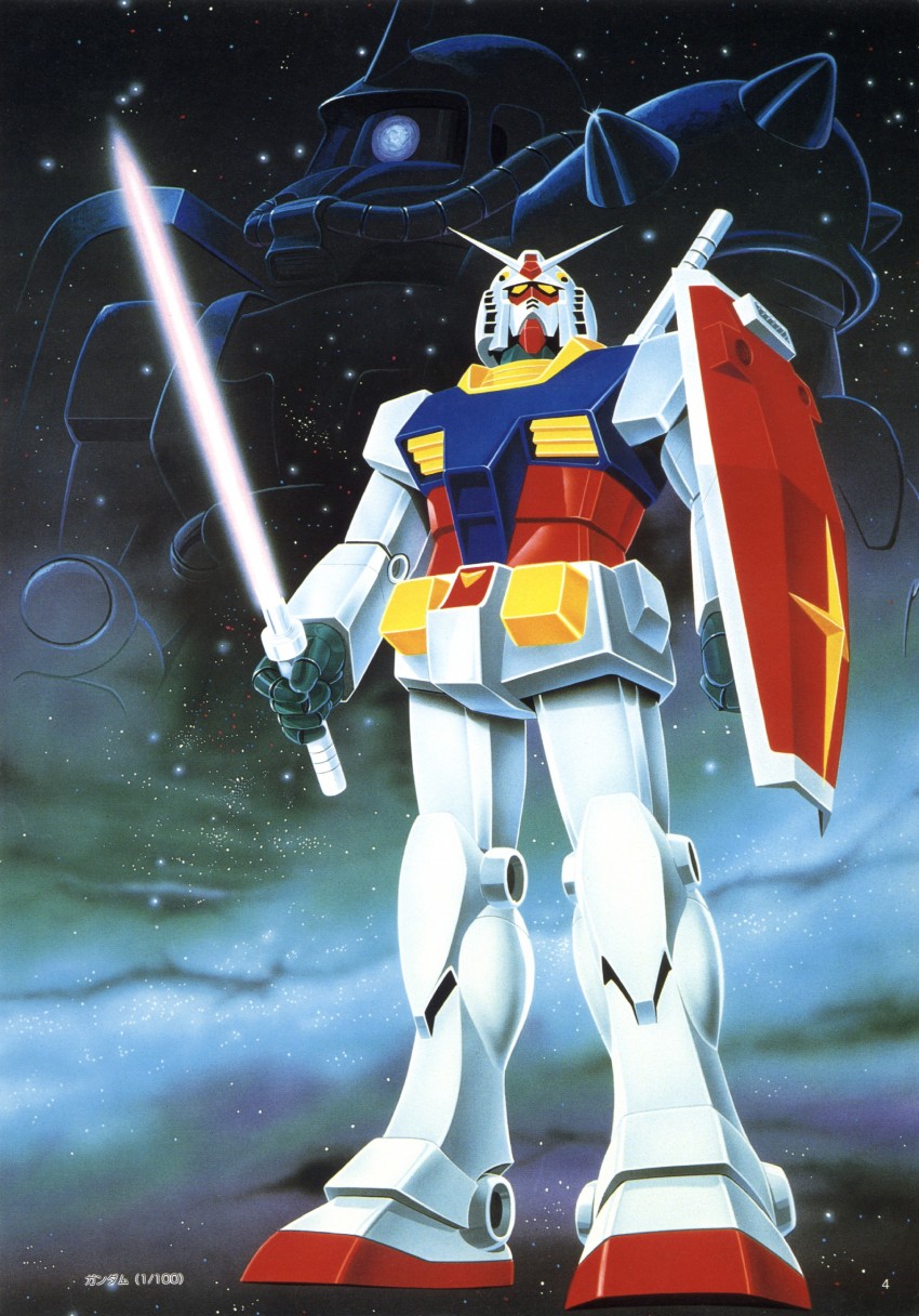 rx-78-2 gundam, zaku ii, and zaku ii s char custom (gundam and 1 more) drawn by hasegawa_masayuki