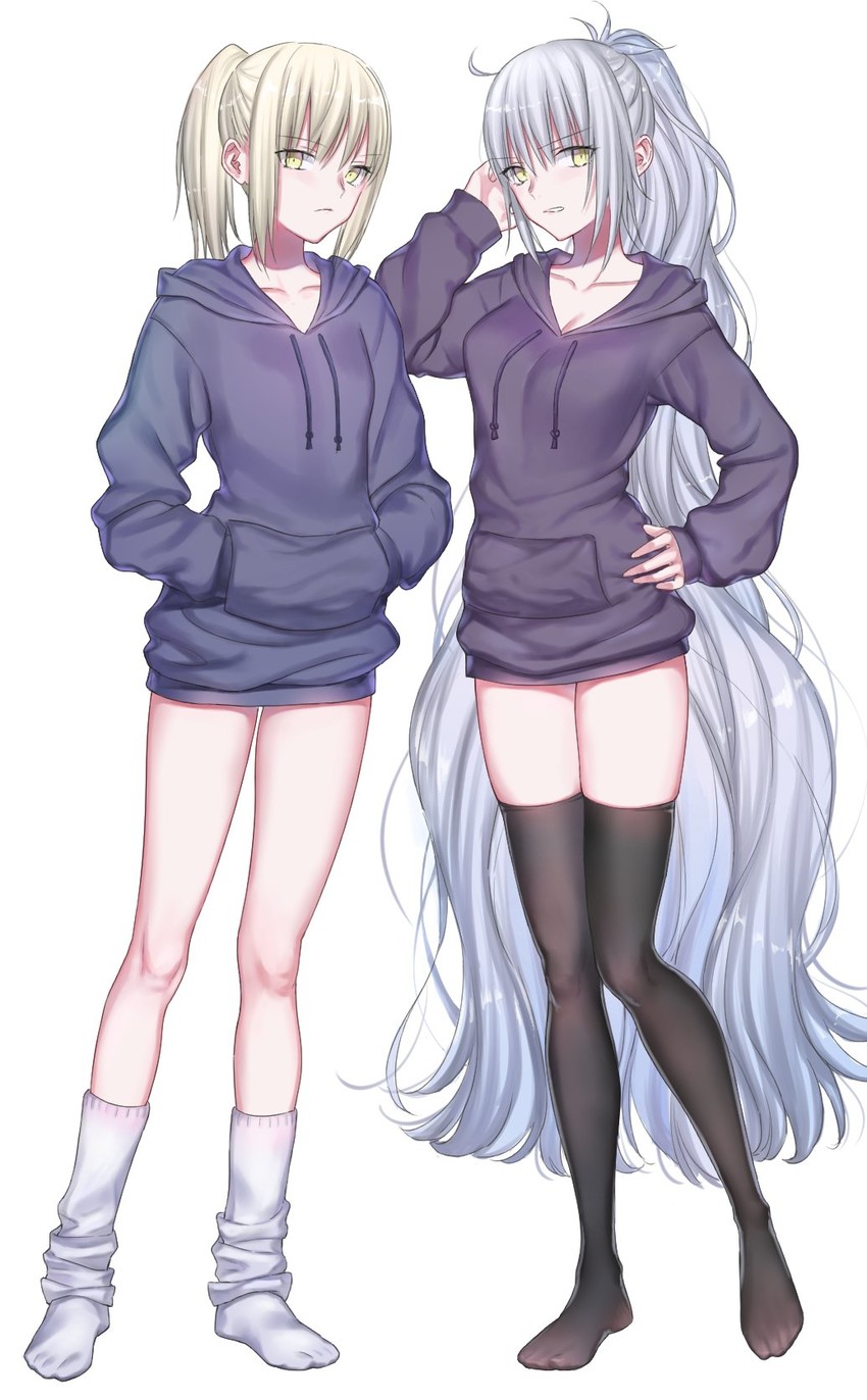 artoria pendragon, jeanne d'arc alter, and saber alter (fate and 1 more) drawn by nipi27