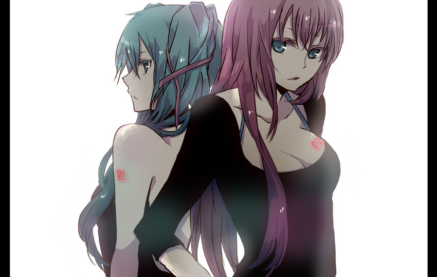 hatsune miku and megurine luka (vocaloid) drawn by buzz_(moi)