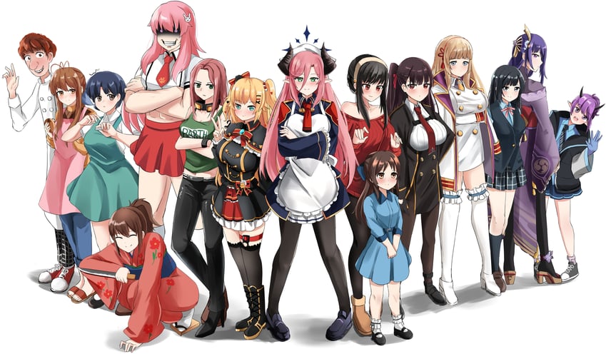 raiden shogun, yor briar, tachibana arisu, yuki setsuna, wa2000, and 10 more (blue archive and 17 more) drawn by b_hogam
