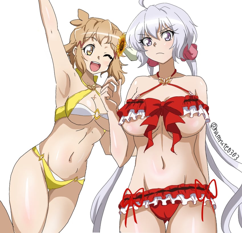 yukine chris and tachibana hibiki (senki zesshou symphogear and 1 more) drawn by namrute0303