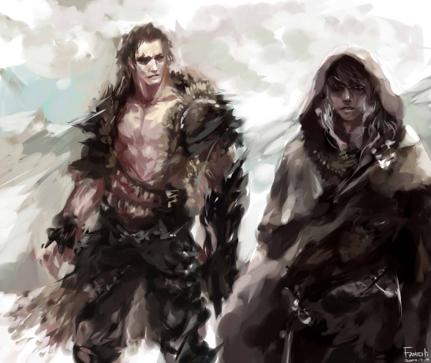 drizzt do'urden and wulfgar (dungeons & dragons) drawn by fantchi