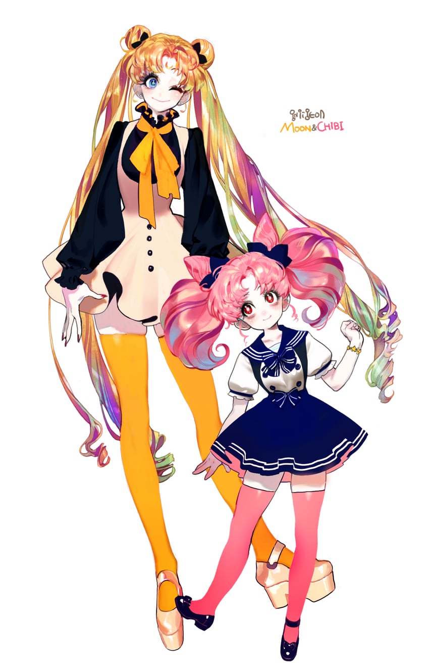 tsukino usagi and chibi usa (bishoujo senshi sailor moon) drawn by pigeon666
