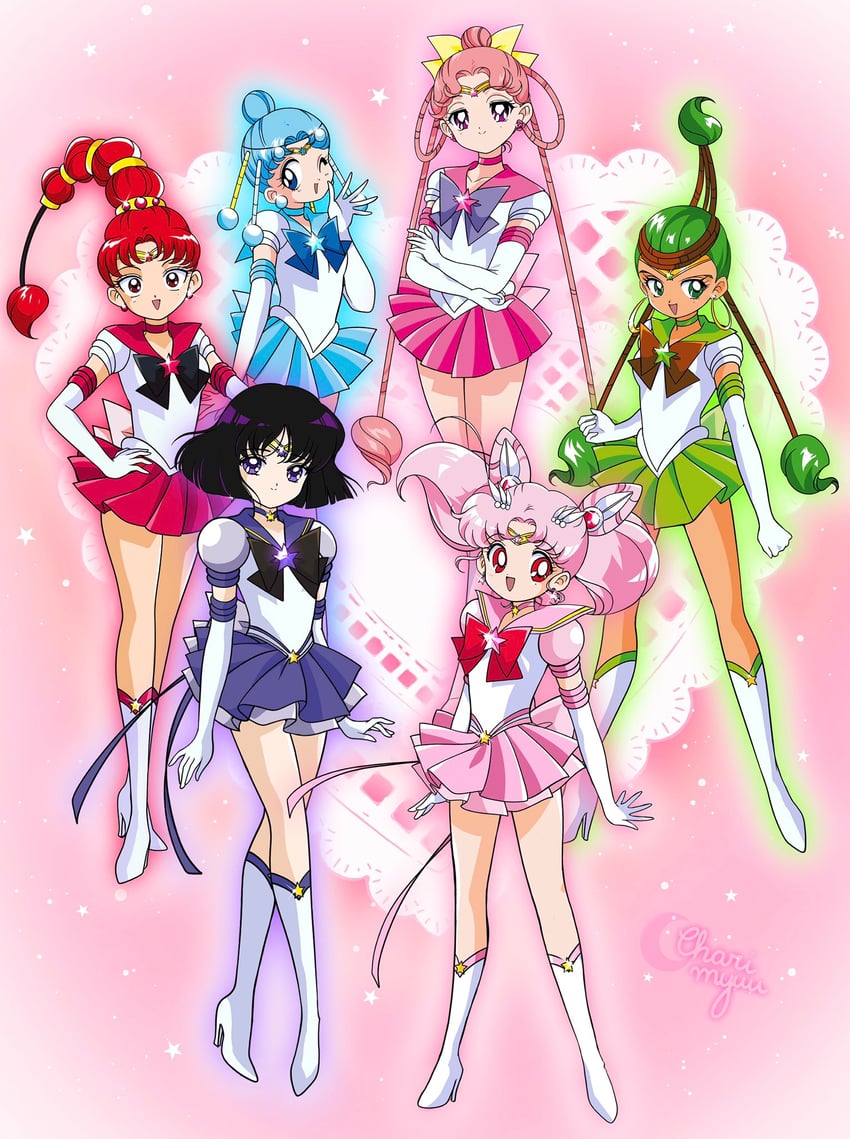 chibi usa, tomoe hotaru, sailor saturn, sailor chibi moon, cerecere, and 9 more (bishoujo senshi sailor moon and 1 more) drawn by honeymoonpetal