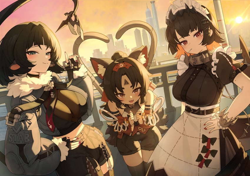ellen joe, jane doe, and nekomiya mana (zenless zone zero) drawn by nogong