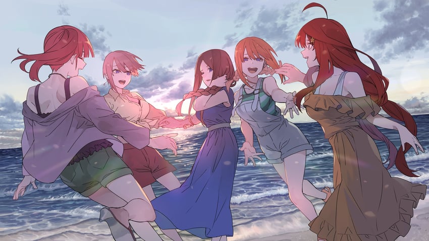 nakano nino, nakano miku, nakano yotsuba, nakano itsuki, and nakano ichika (go-toubun no hanayome) drawn by haruba_negi