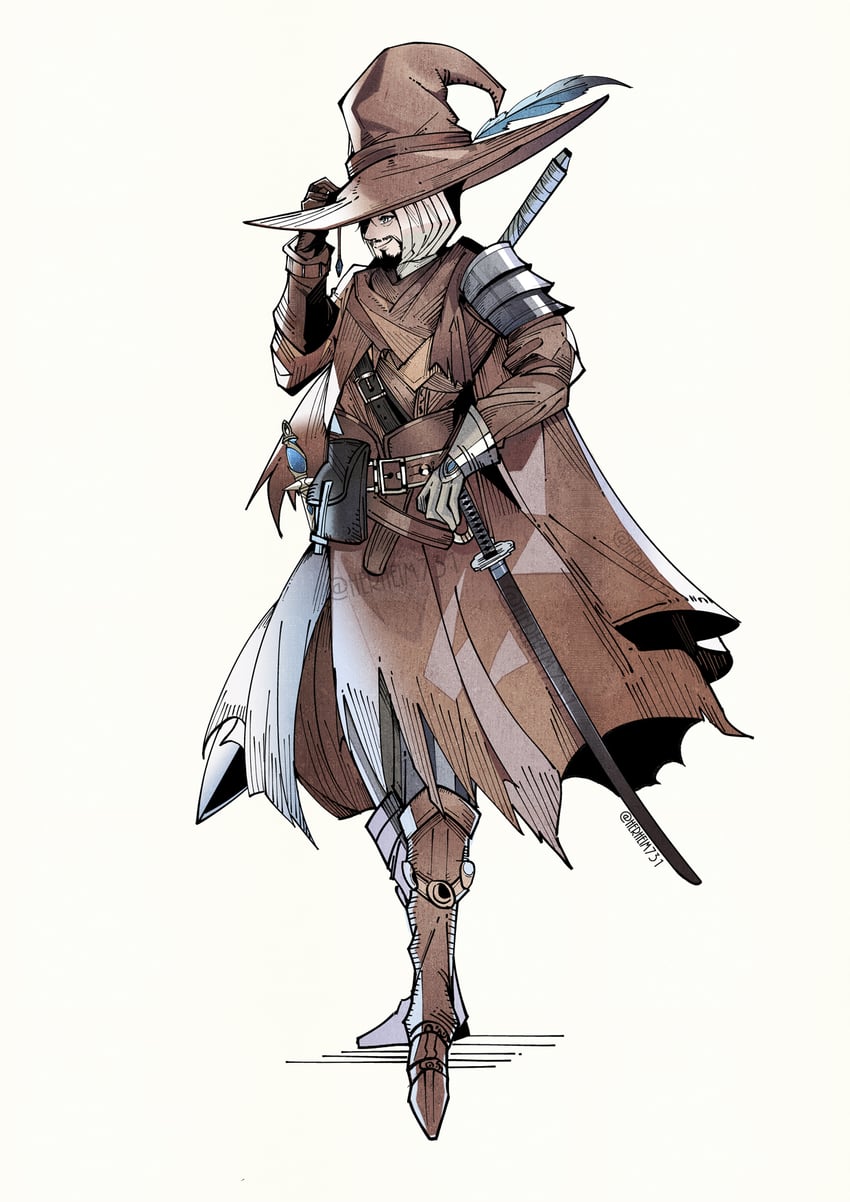 tarnished and sorcerer rogier (original and 1 more) drawn by herheim