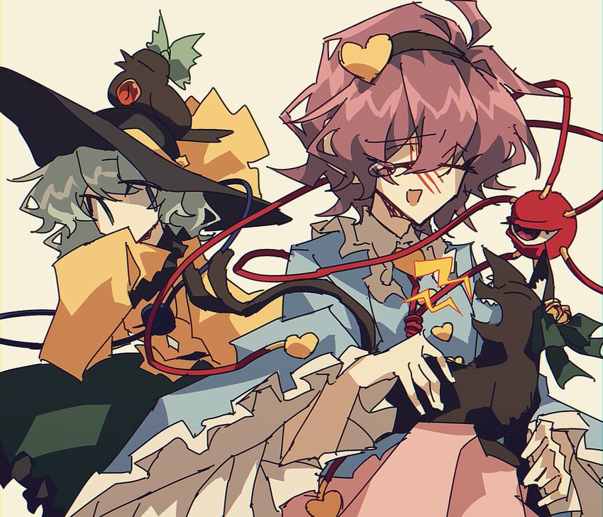 komeiji koishi, komeiji satori, kaenbyou rin, and reiuji utsuho (touhou) drawn by togeppoi