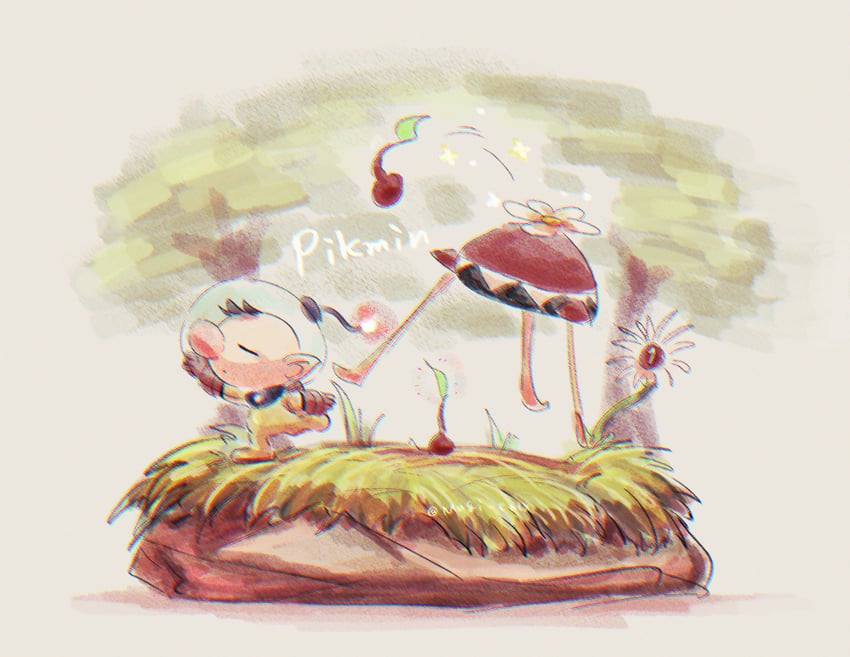 red pikmin and olimar (pikmin and 1 more) drawn by usuba_(hatomugip)