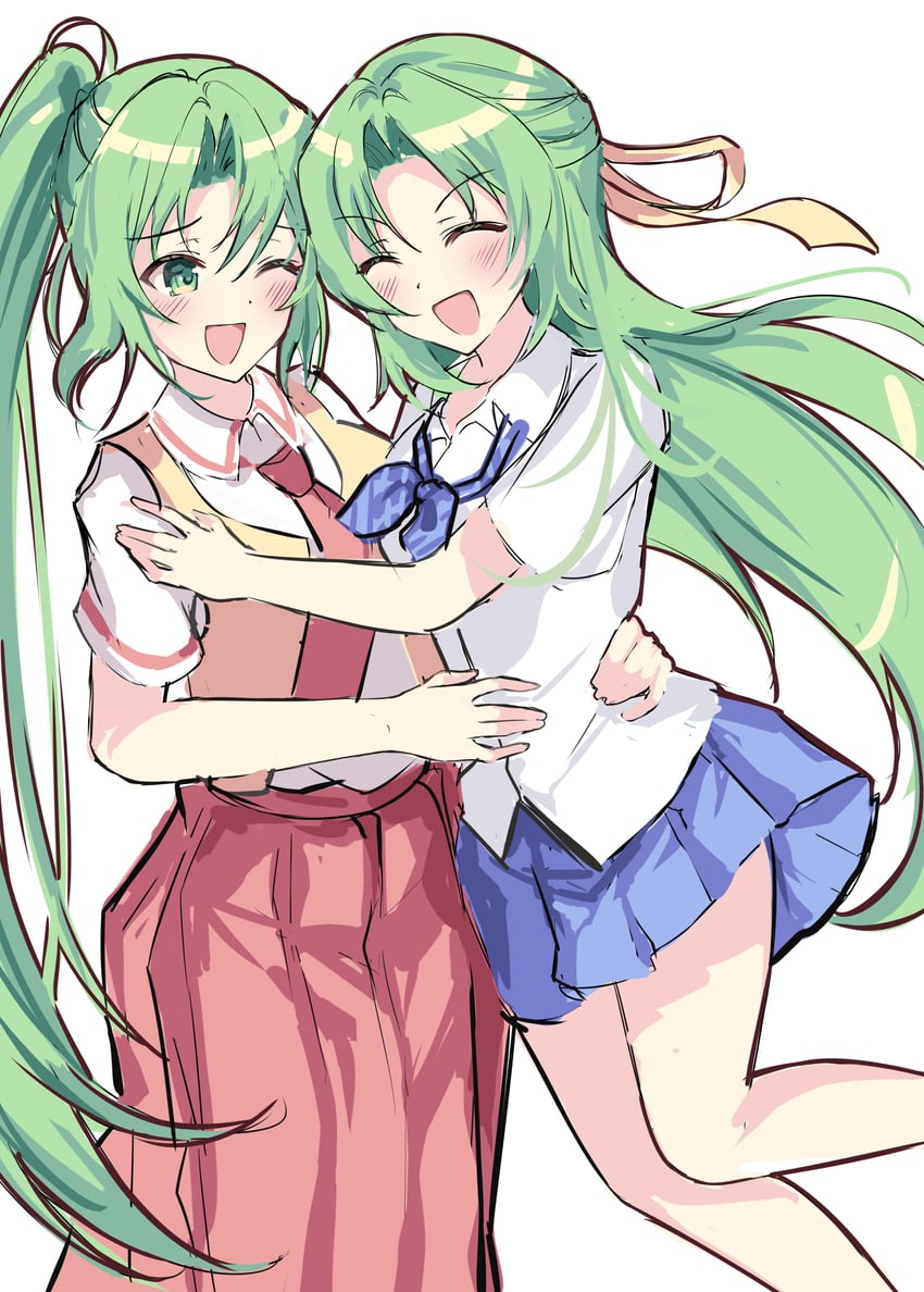 sonozaki mion and sonozaki shion (higurashi no naku koro ni) drawn by nyako_(x_nyako_x)