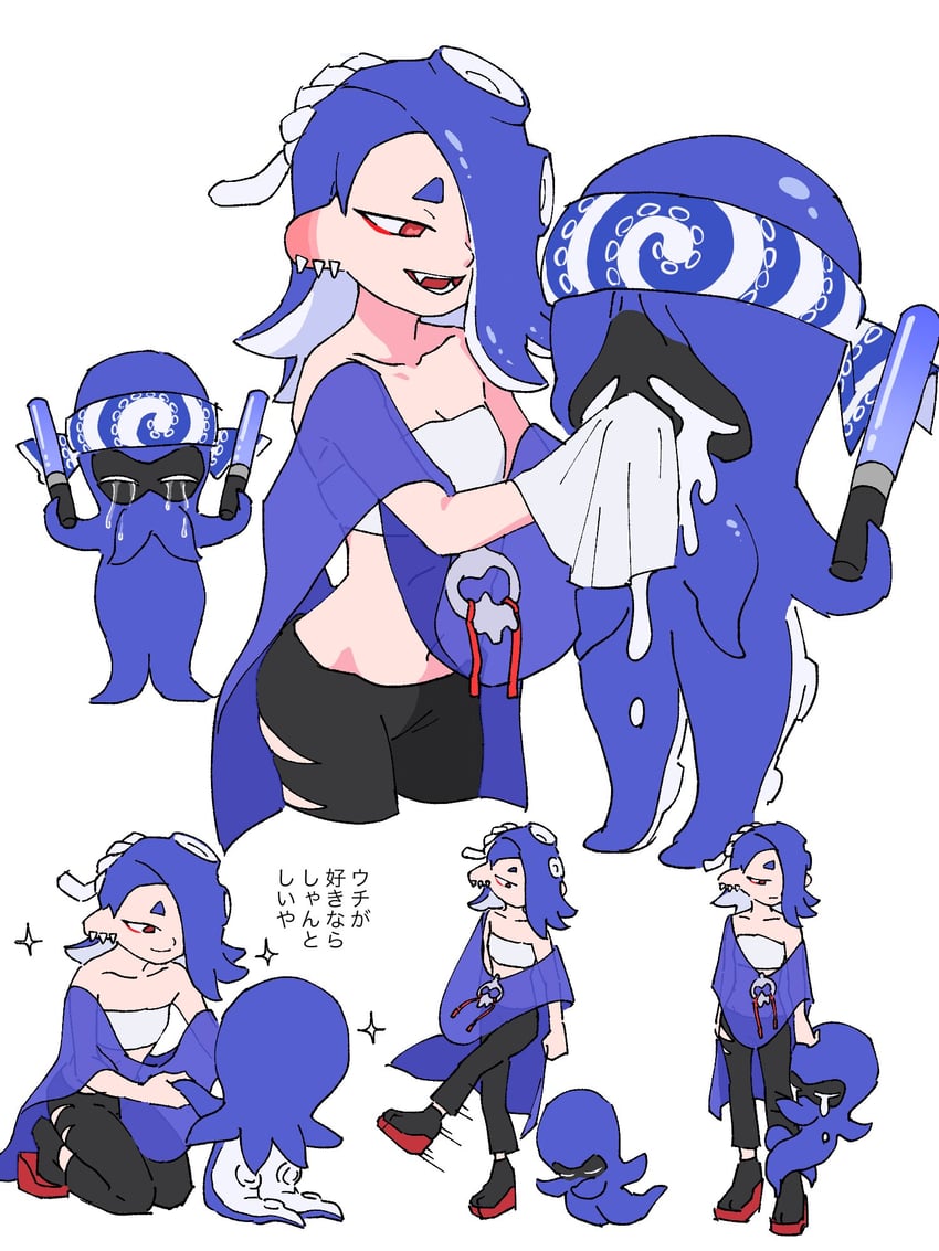 octoling player character and shiver (splatoon and 1 more) drawn by jounetsu_(jonetunoaoitako)