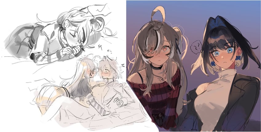 ouro kronii and nanashi mumei (hololive and 1 more) drawn by eus_ing