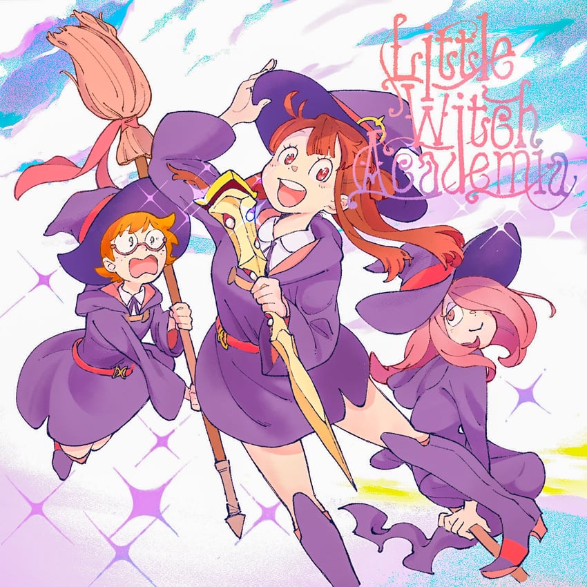 kagari atsuko, sucy manbavaran, and lotte jansson (little witch academia) drawn by mi_(rokudenashi)