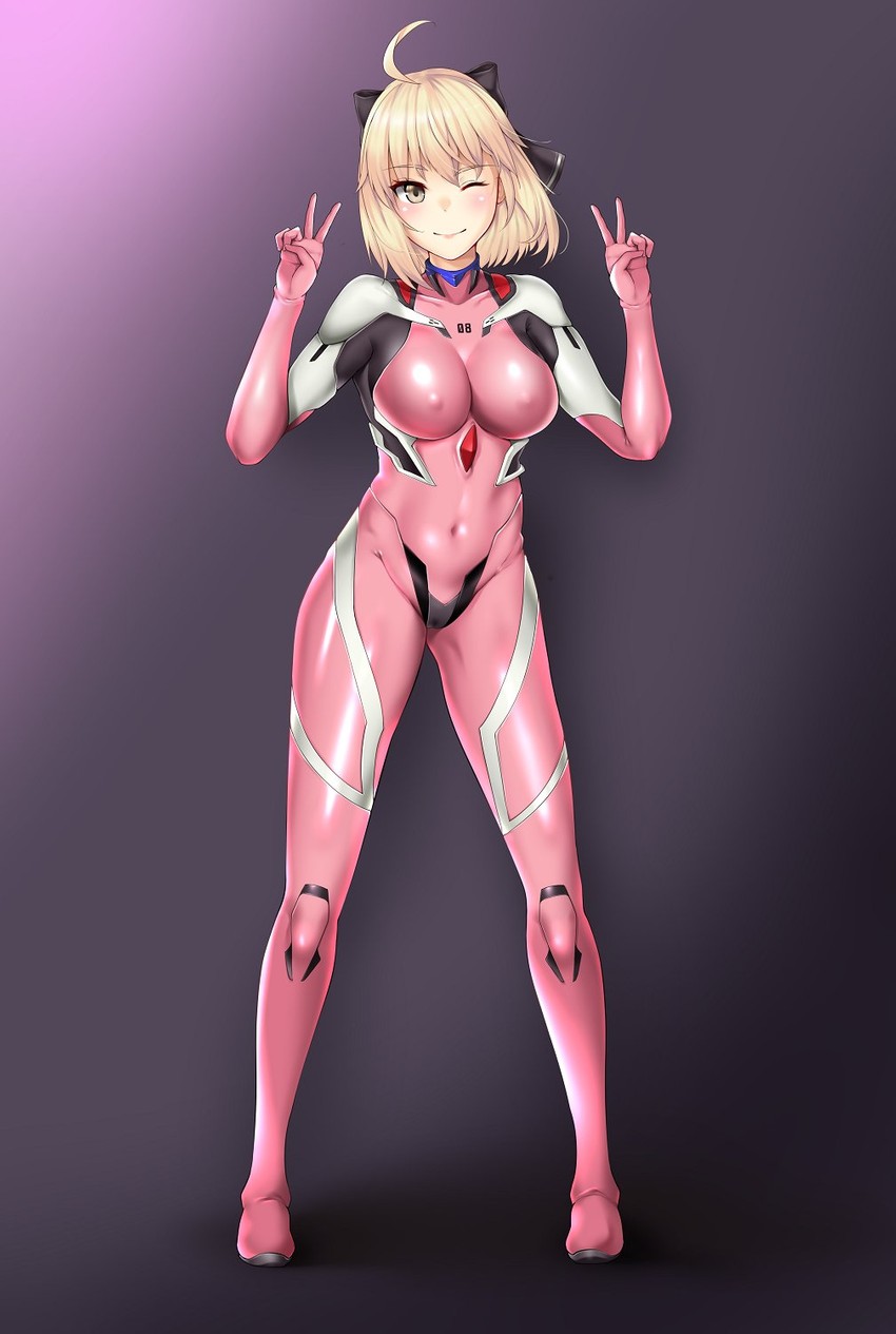 okita souji and makinami mari illustrious (fate and 4 more) drawn by matrix16