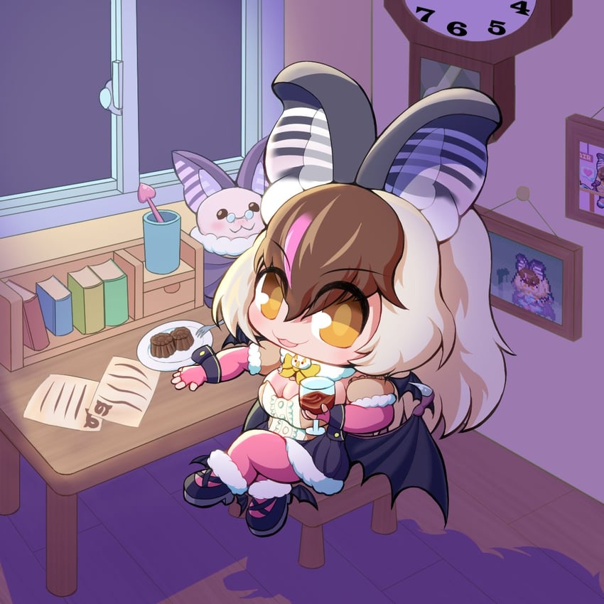 brown long-eared bat and poporu (kemono friends and 1 more) drawn by daisantw