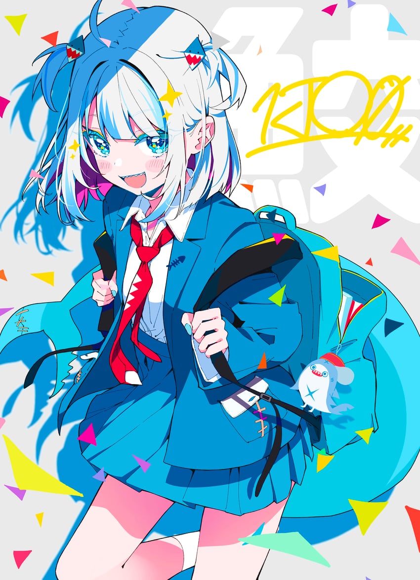 gawr gura and bloop (hololive and 1 more) drawn by ichijo_rei