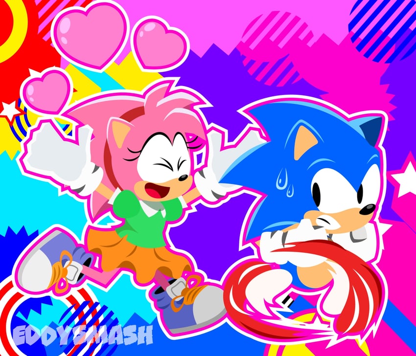 sonic the hedgehog and amy rose (sonic) drawn by eddysmash2407
