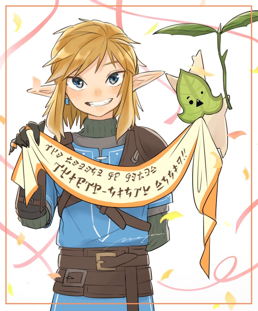 link and korok (the legend of zelda and 1 more) drawn by maya_(mayamayammy)