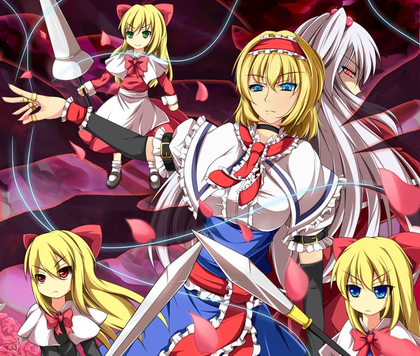 alice margatroid, shanghai doll, shinki, and hourai doll (touhou) drawn by uumenn