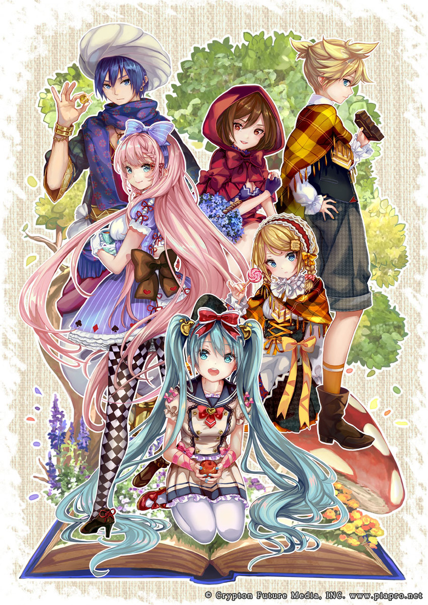 hatsune miku, kagamine rin, kagamine len, megurine luka, kaito, and 7 more (vocaloid and 4 more) drawn by pisuke