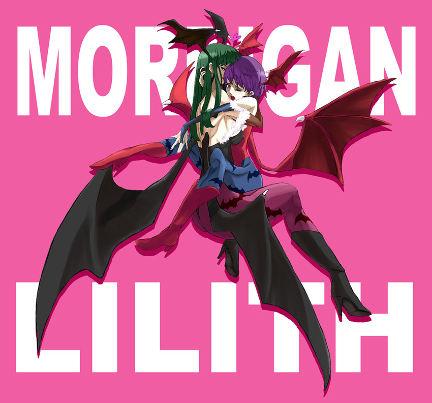 morrigan aensland and lilith (darkstalkers) drawn by kon_(kdash)