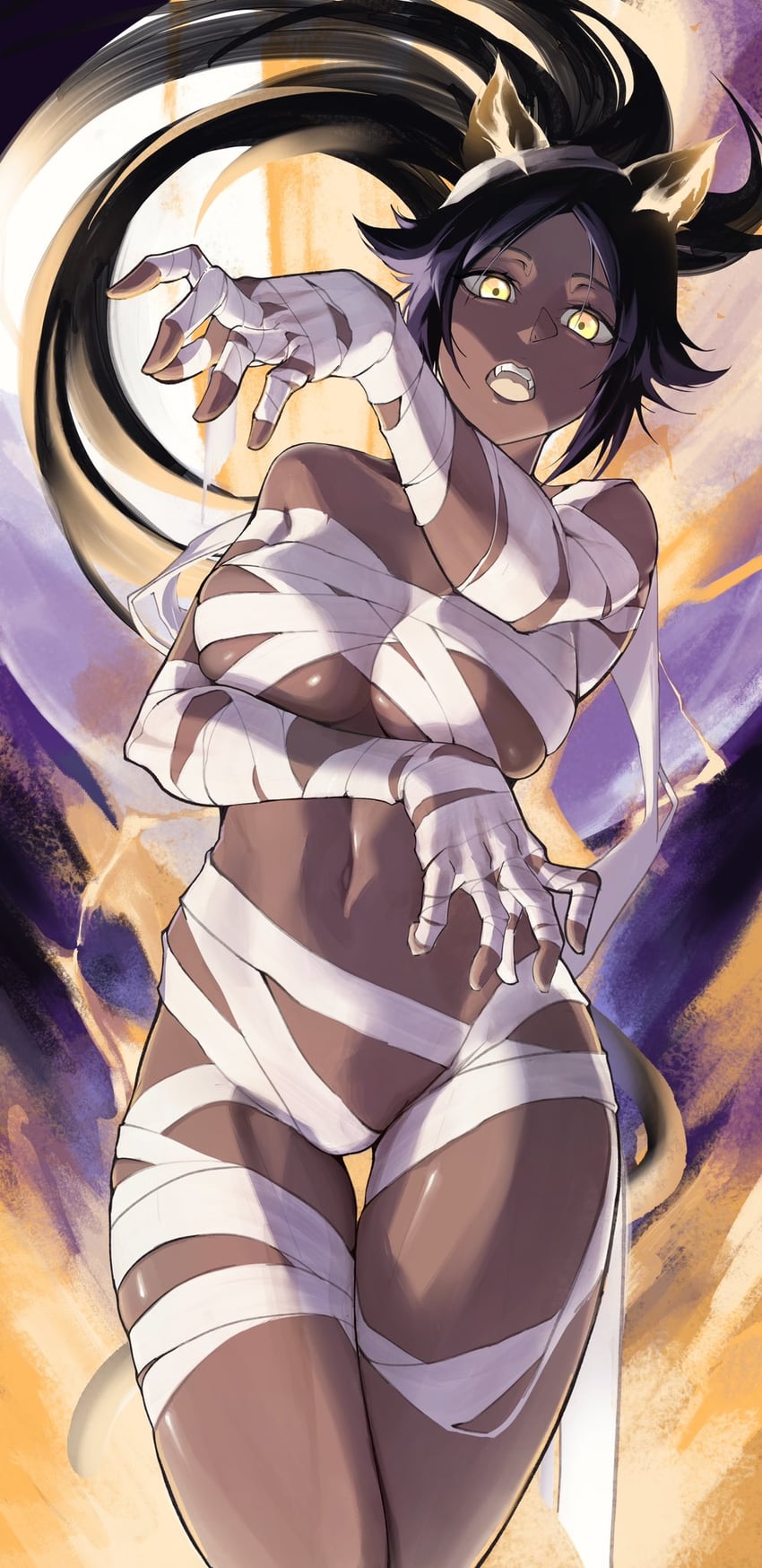 shihouin yoruichi (bleach and 1 more) drawn by buraja_nai