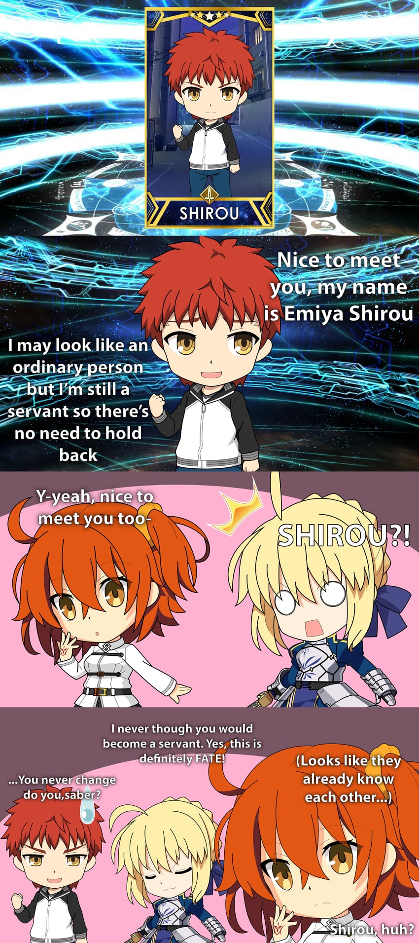 artoria pendragon, saber, fujimaru ritsuka, and emiya shirou (fate and 2 more) drawn by gatalmanz