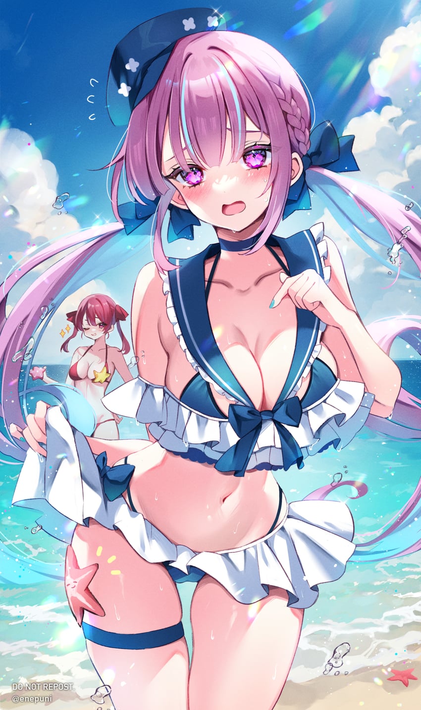 houshou marine and minato aqua (hololive) drawn by eneru_(enepuni)