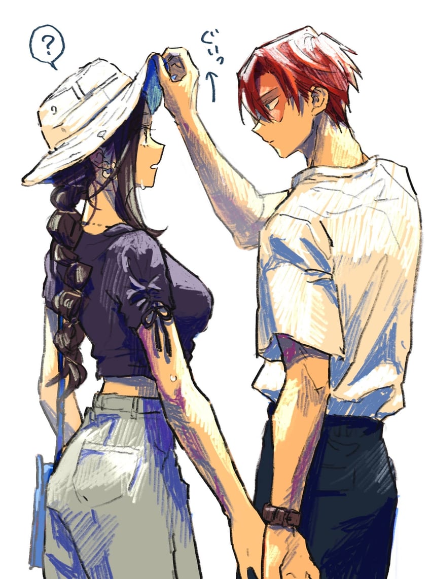 todoroki shoto and yaoyorozu momo (boku no hero academia) drawn by honwaka_zz
