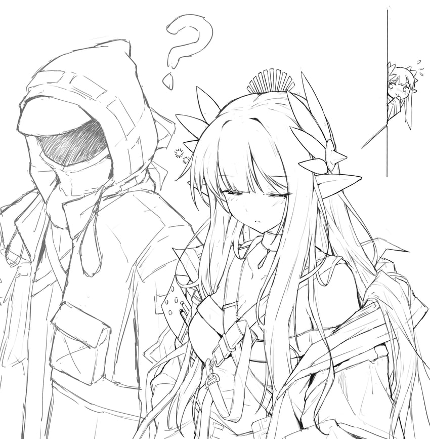 doctor, muelsyse, and flowing shape (arknights) drawn by boki-jg