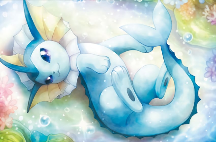 vaporeon (pokemon and 1 more) drawn by sui_(petit_comet)