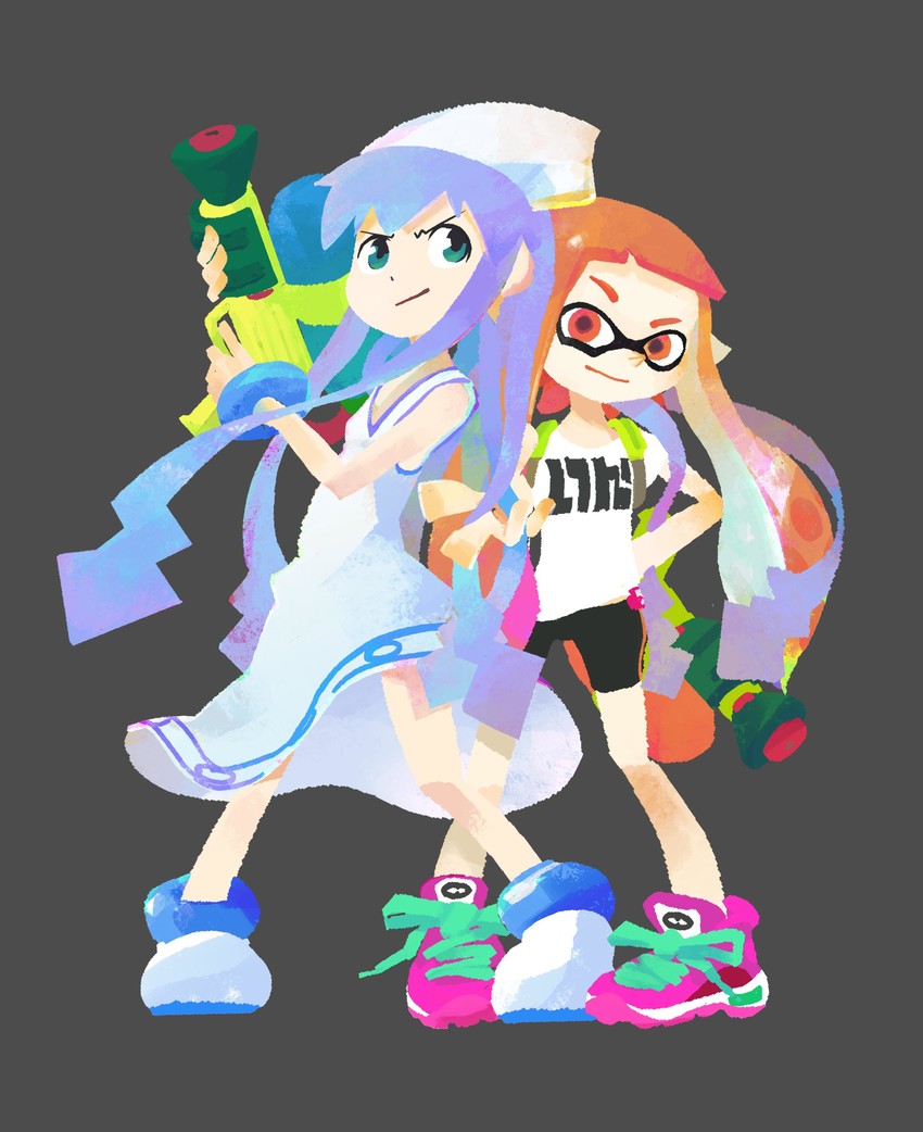 inkling player character, inkling girl, ikamusume, and kaori (splatoon and 2 more) drawn by inoue_seita