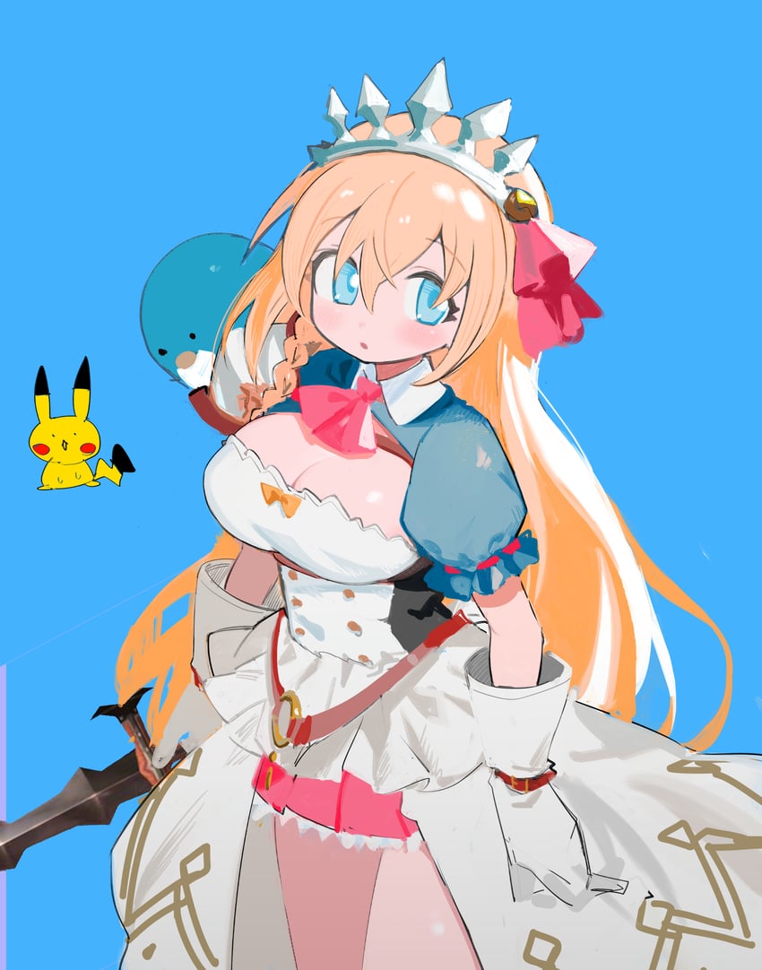 pikachu, pecorine, and tuxedo sam (pokemon and 2 more) drawn by kokaki_mumose