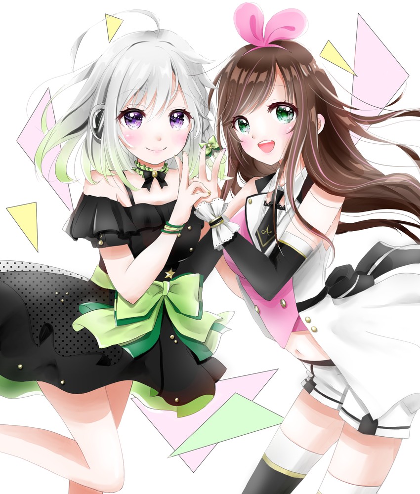 kizuna ai and yuni (kizuna ai inc. and 1 more) drawn by riiiyama