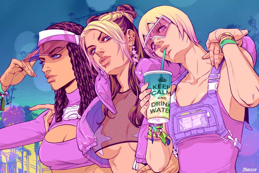 kujo jolyne, foo fighters, and ermes costello (jojo no kimyou na bouken and 1 more) drawn by marion-ville