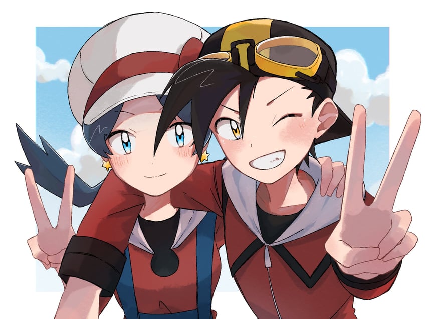 ethan and kris (pokemon and 1 more) drawn by ha_pa13