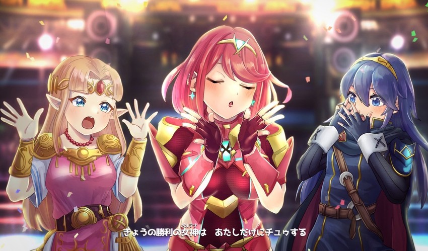 princess zelda, pyra, and lucina (umamusume and 7 more) drawn by yopoyopo_5959