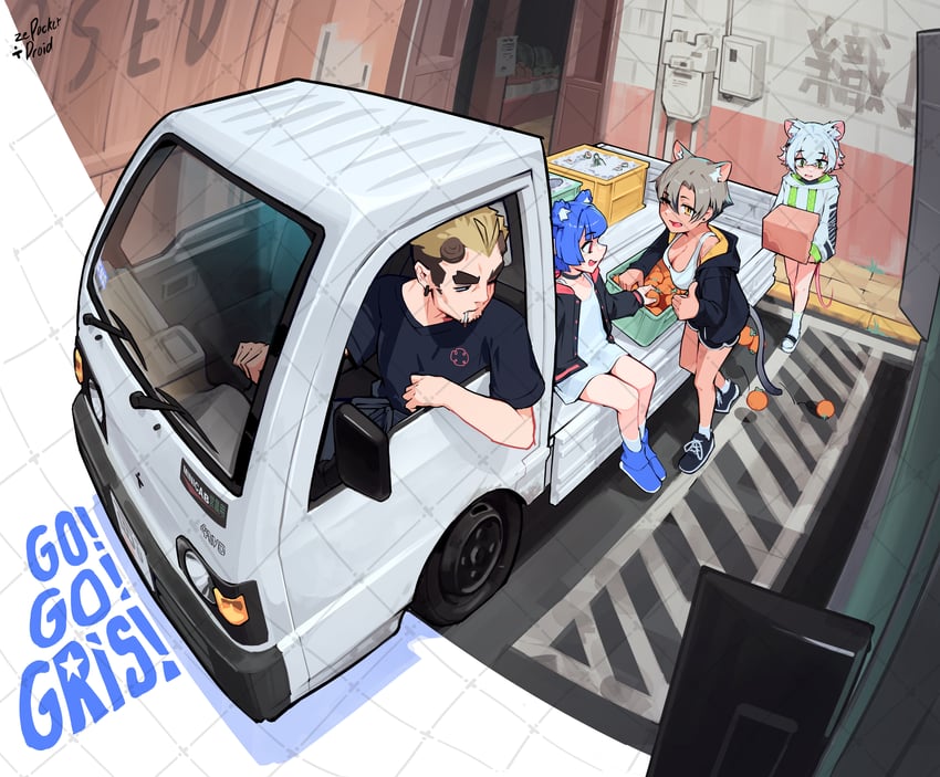 gris, kara, perl, and boss (go! go! gris!) drawn by zepocketdroid
