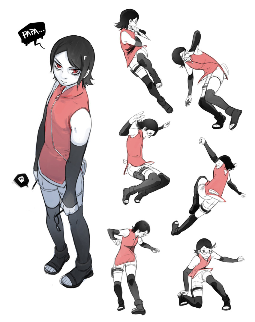 uchiha sarada (naruto and 1 more) drawn by zombigfish