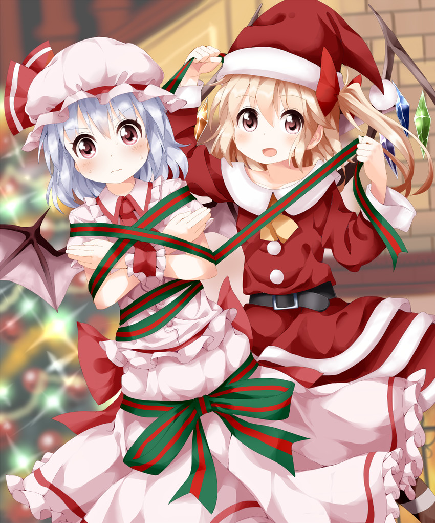 remilia scarlet and flandre scarlet (touhou) drawn by ruu_(tksymkw)