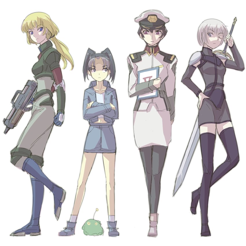 amasawa yuuko, clare, mojo, natarle badgiruel, kuwashima houko, and 1 more (gundam and 4 more) drawn by rsk