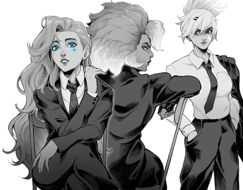 riven, seraphine, and rell (league of legends) drawn by green_(greeniris)