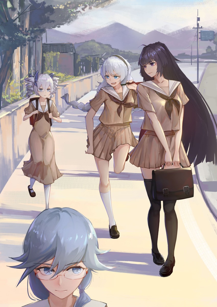 kiana kaslana, raiden mei, fu hua, and bronya zaychik (honkai and 1 more) drawn by zhelizhiyouhongcha