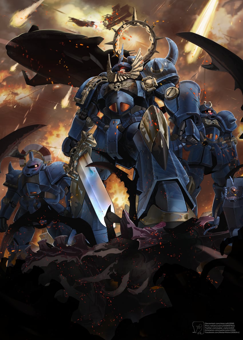 adeptus astartes, gouf, and tyranid (gundam and 2 more) drawn by watermelonsfw